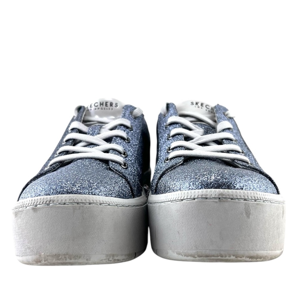Skechers Plateau Glitter Platform Wedge Lace Up Sneakers - Picture 12 of 14